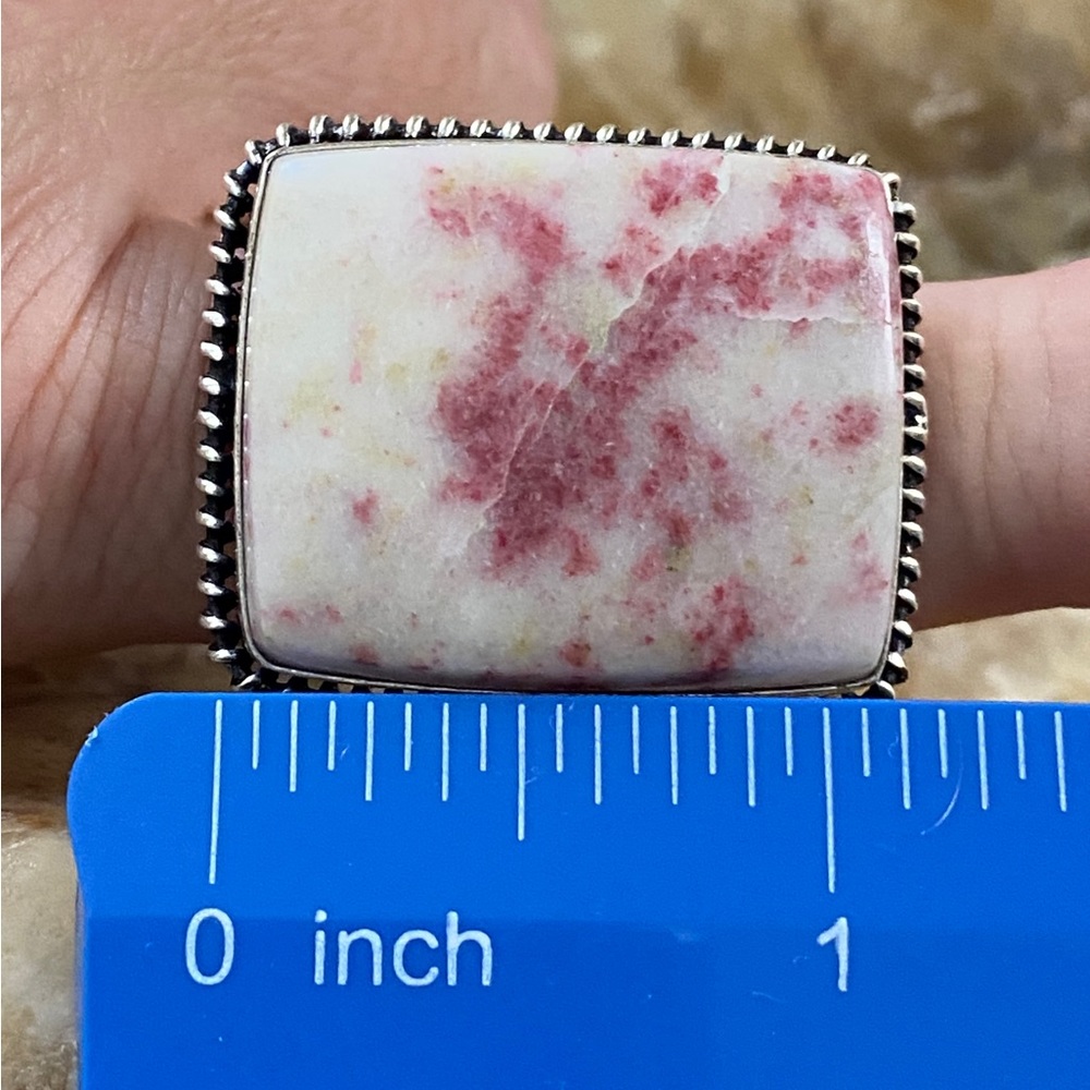 Gemstone Statement Ring, Natural Cinnabar, .925 S… - image 8